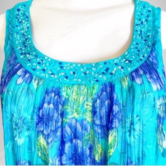 NWOT Soft Surroundings Boho Beach Retro Floral Sleeveless Swing Dress SZ M - Picture 9 of 11